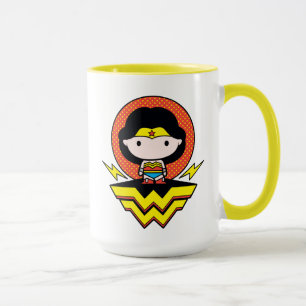 Chibi Wonder Woman mit Polka Docks und Logo Tasse