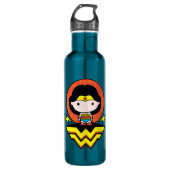 Chibi Wonder Woman mit Polka Docks und Logo Trinkflasche (Vorderseite)