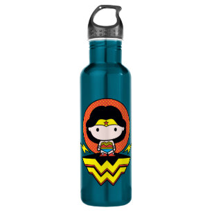 Chibi Wonder Woman mit Polka Docks und Logo Trinkflasche
