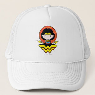 Chibi Wonder Woman mit Polka Docks und Logo Truckerkappe