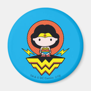 Chibi Wonder Woman mit Punkten und Logo Magnet