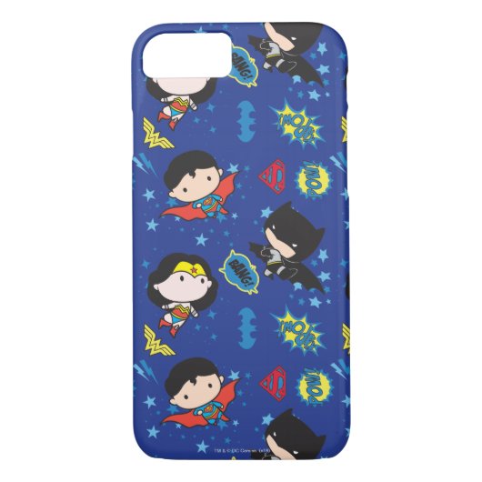Chibi Wonder Woman, Superman und Batman Pattern Case-Mate iPhone Hülle (Rückseite)