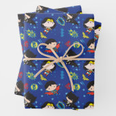 Chibi Wonder Woman, Superman und Batman Pattern Geschenkpapier Set (Beispiel)