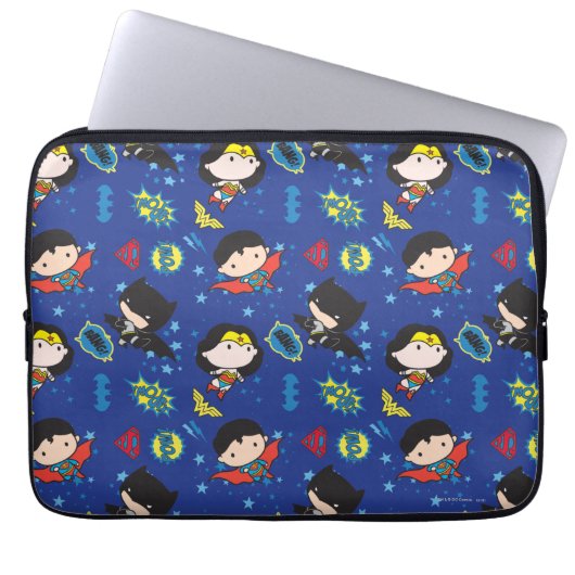 Chibi Wonder Woman, Superman und Batman Pattern Laptopschutzhülle (Vorderseite)