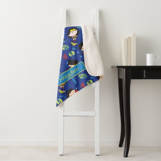 Chibi Wonder Woman, Superman und Batman Pattern Sherpadecke (Beispiel)