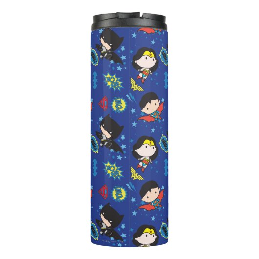 Chibi Wonder Woman, Superman und Batman Pattern Thermosbecher (Rückseite)