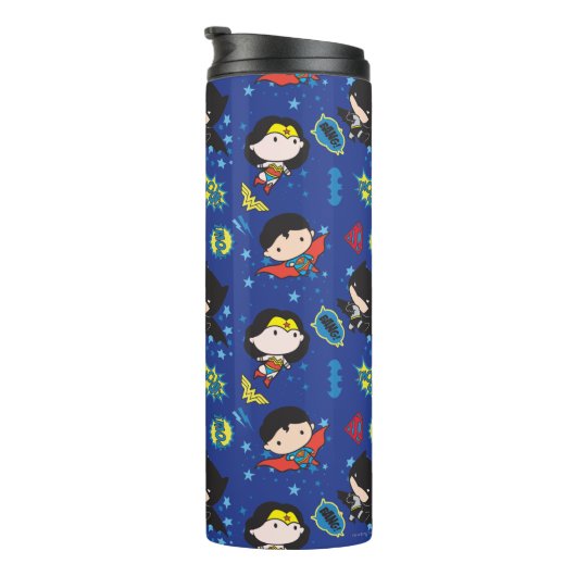 Chibi Wonder Woman, Superman und Batman Pattern Thermosbecher (Nach rechts gedreht)