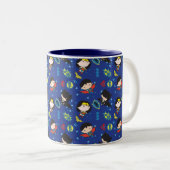 Chibi Wonder Woman, Superman und Batman Pattern Zweifarbige Tasse (VorderseiteRechts)