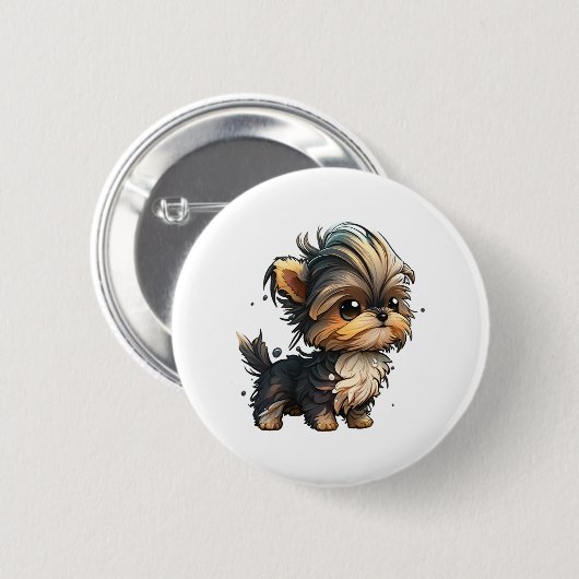 Chibi Yorkshire Terrier Button (Vorne & Hinten)