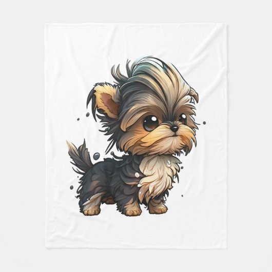 Chibi Yorkshire Terrier Fleecedecke (Vorderseite)
