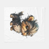 Chibi Yorkshire Terrier Fleecedecke (Vorderseite (Horizontal))