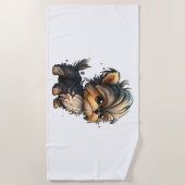 Chibi Yorkshire Terrier Strandtuch (Vorderseite)
