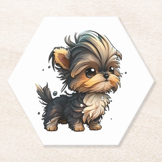 Chibi Yorkshire Terrier Untersetzer (Vorderseite)