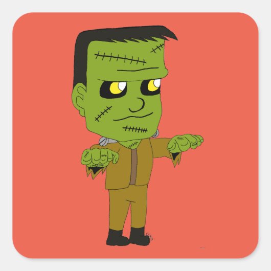 Chibinmonster Quadratischer Aufkleber (Vorderseite)