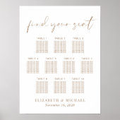 Chic 10 Table Gold Wedding Seating Chart Poster (Vorne)