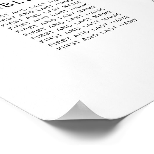 Chic 10 Table Wedding Seating Chart Poster (Ecke)