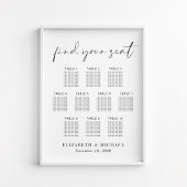 Chic 10 Table Wedding Seating Chart Poster