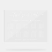 Chic 10 Table White Script Wedding Seating Clear Acrylschild (Vorderseite)