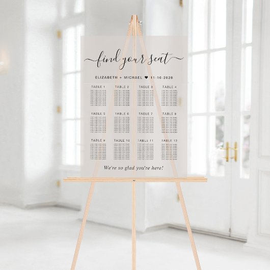 Chic 12 Table Taupe Hochzeit Mattiert Acrylschild