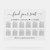 Chic 12 Table Wedding Seating Acrylschild (Vorderseite)