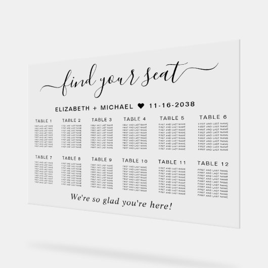 Chic 12 Table Wedding Seating Acrylschild (Winkel)