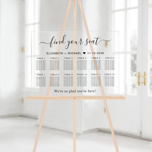Chic 12 Table Wedding Seating Acrylschild