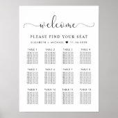 Chic 12 Table Wedding Seating Chart Poster (Vorne)