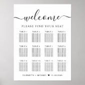Chic 12 Table Wedding Seating Chart Poster (Vorne)