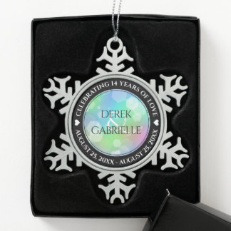 Chic 14. 24. 34. 43. Opal Wedding Jubiläum Schneeflocken Zinn-Ornament