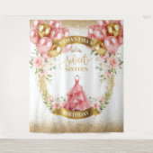 Chic 16 . Geburtstag Background Blush Balloons Spa Wandteppich (Vorderseite)