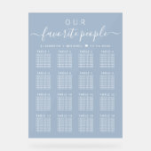 Chic 16 Table Dusty Blue Wedding Seating Mattiert Acrylschild (Vorderseite)