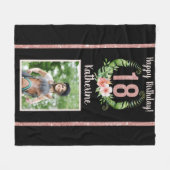 Chic 18. Geburtstag Pink Glitzer Name Foto Fleecedecke (Vorderseite (Horizontal))