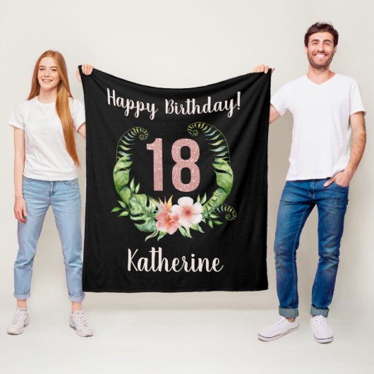 Chic 18. Geburtstag Rosa Glitzer Name Fleecedecke (Beispiel)