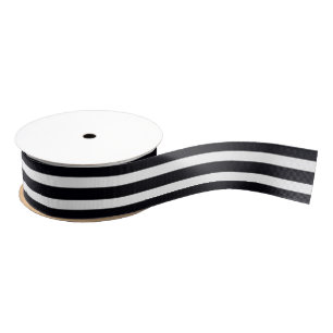 Chic 1,5" Schwarz-Weiß gestreift Ripsband