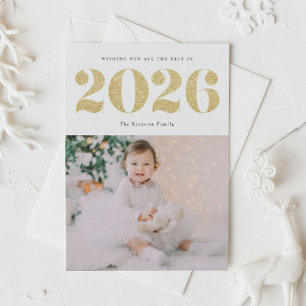 Chic 2022 Gold Glitzer Happy New Year Foto Feiertagspostkarte