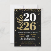 Chic 2026 New Year' Eve Party Gold Glitter Black  Einladung (Vorderseite)