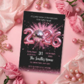 Chic 2026 New Year' Eve Party Pink Glitter Black  Einladung