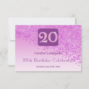 Chic 20 Birthday Pink Glitzer UAWG RSVP Karte