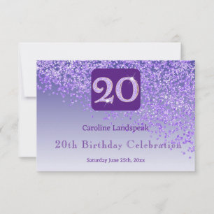 Chic 20 Geburtstag Lila Glitzer UAWG RSVP Karte