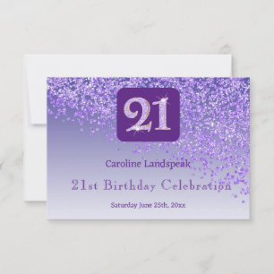 Chic 21 Geburtstag Lila Glitzer UAWG RSVP Karte