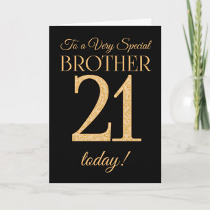Chic 21. Gold-Effekt auf Black, Brother Birthday Karte