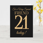 Chic 21. Gold-Effekt auf Black, Friend Birthday Karte (Gelbe Blume)