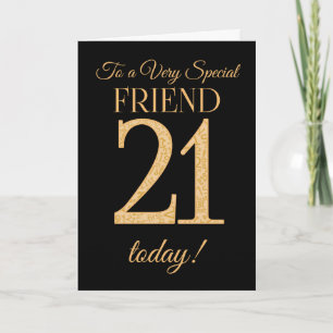 Chic 21. Gold-Effekt auf Black, Friend Birthday Karte