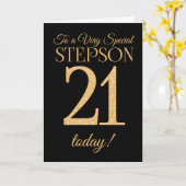 Chic 21. Gold-Effekt auf Black, Stepson Birthday Karte (Gelbe Blume)