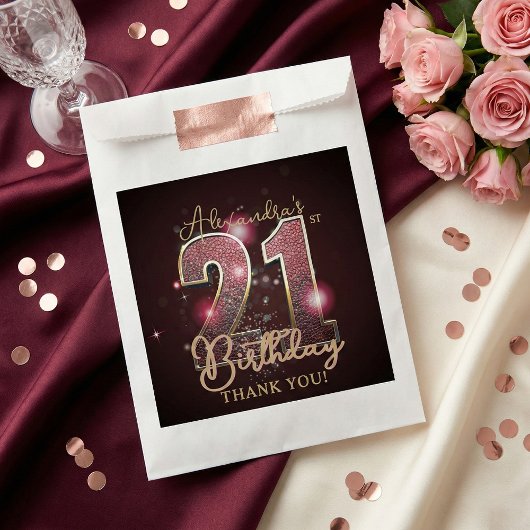 Chic 21st Birthday Party Rose Gold Black Glamour Geschenktütchen