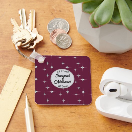 Chic 25-jähriges Custom Couple Foto Schlüsselanhänger (Schreibtisch)