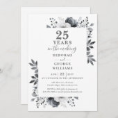 Chic 25. Wedding Anniversary Monogram Floral Einladung (Vorne/Hinten)