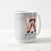 Chic 2 Foto Collage Script Gold Glitzern Graduate Kaffeetasse (VorderseiteRechts)