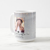 Chic 2 Foto Collage Script Gold Glitzern Graduate Kaffeetasse (Vorderseite Links)