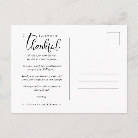 Chic 2 Photos Bride & Groom Collage Hand Lettered Postkarte (Rückseite)